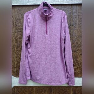 Champion Womens XXL Top 1/4 Zip Mock Neck Purple Pink Athletic Cuff